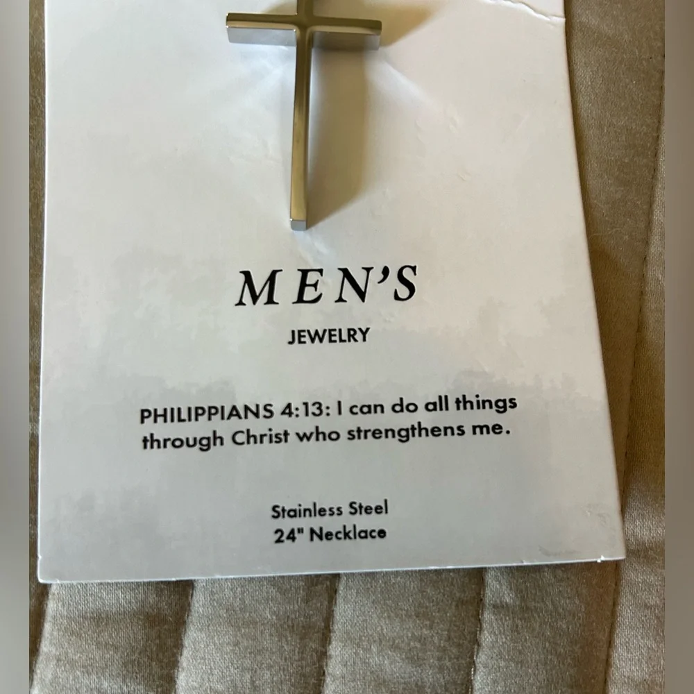 Men's 24” Stainless Steel Cross Necklace Set - Picture 4 of 8